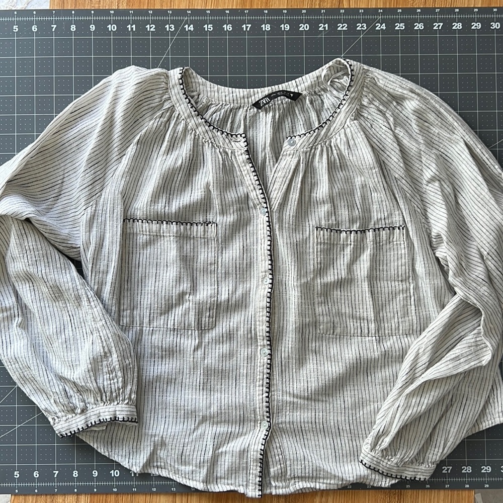 Zara linen flowy top sz M